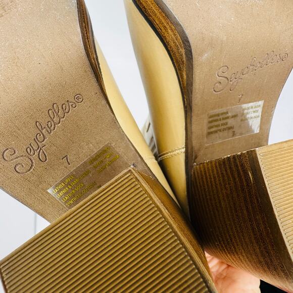 SEYCHELLES WESTERN BLOCK HEEL SWEET NEUTRAL BEIGE ESCAPE LEATHER BOOT  size 7 - Picture 7 of 11
